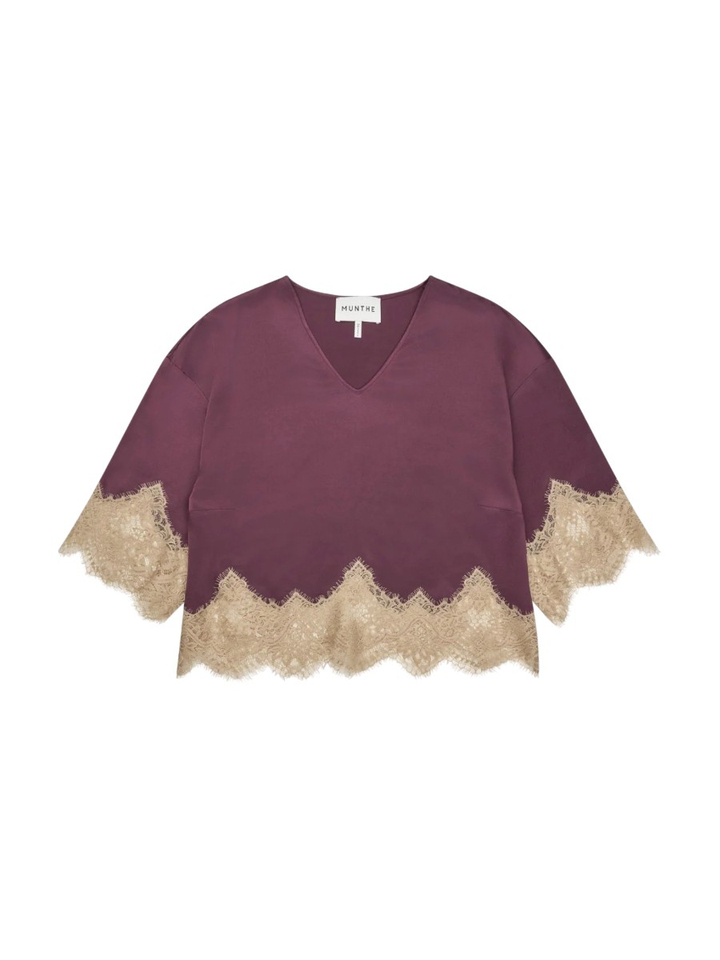 Bordeaux blouse met kantendetail Cafira Munthe 