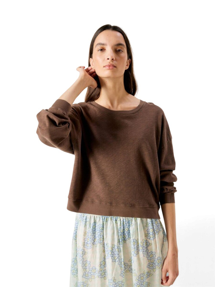 Donkerbruine oversized katoenen T-shirt American Vintage
