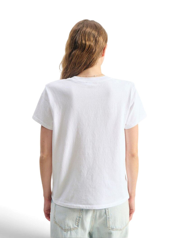 Witte t-shirt met blauw logo American Vintage