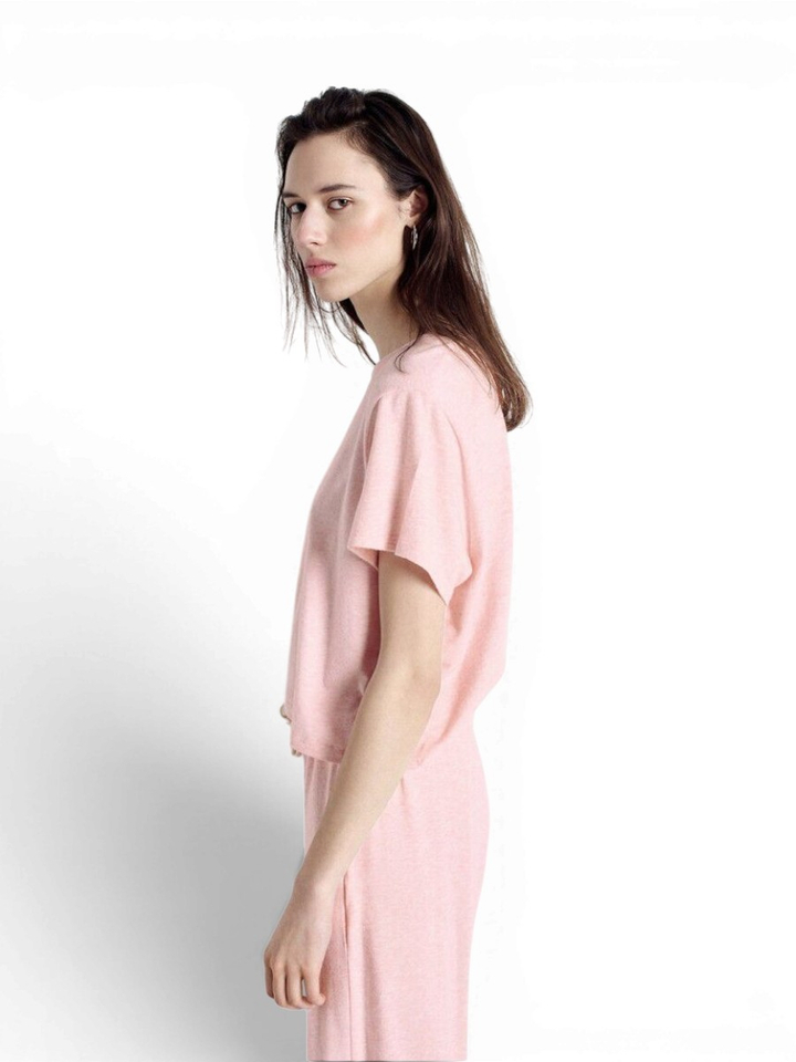 Lichtroze t-shirt met korte mouwen American Vintage