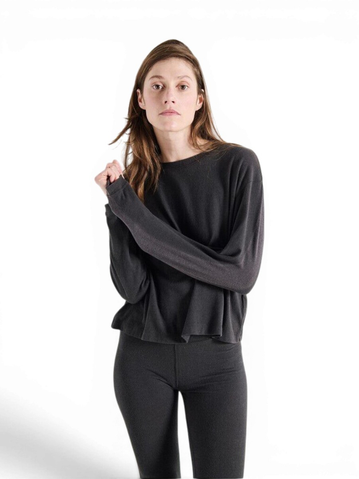 Donkergrijze t-shirt met lange mouwen American Vintage 