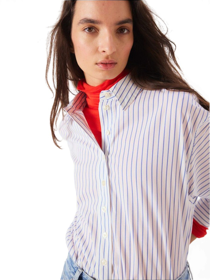 Witte bloes met blauwe strepen American Vintage