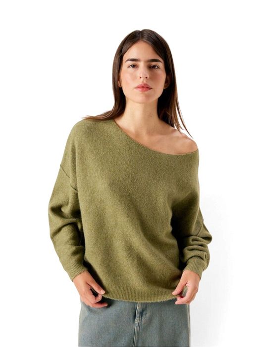 Kaki groene pull met boothals American Vintage