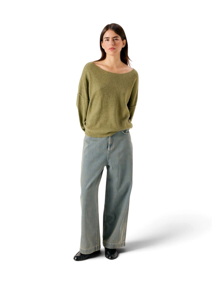 Kaki groene pull met boothals American Vintage