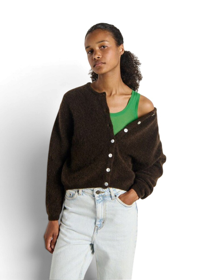 Donkerbruine korte cardigan American Vintage 