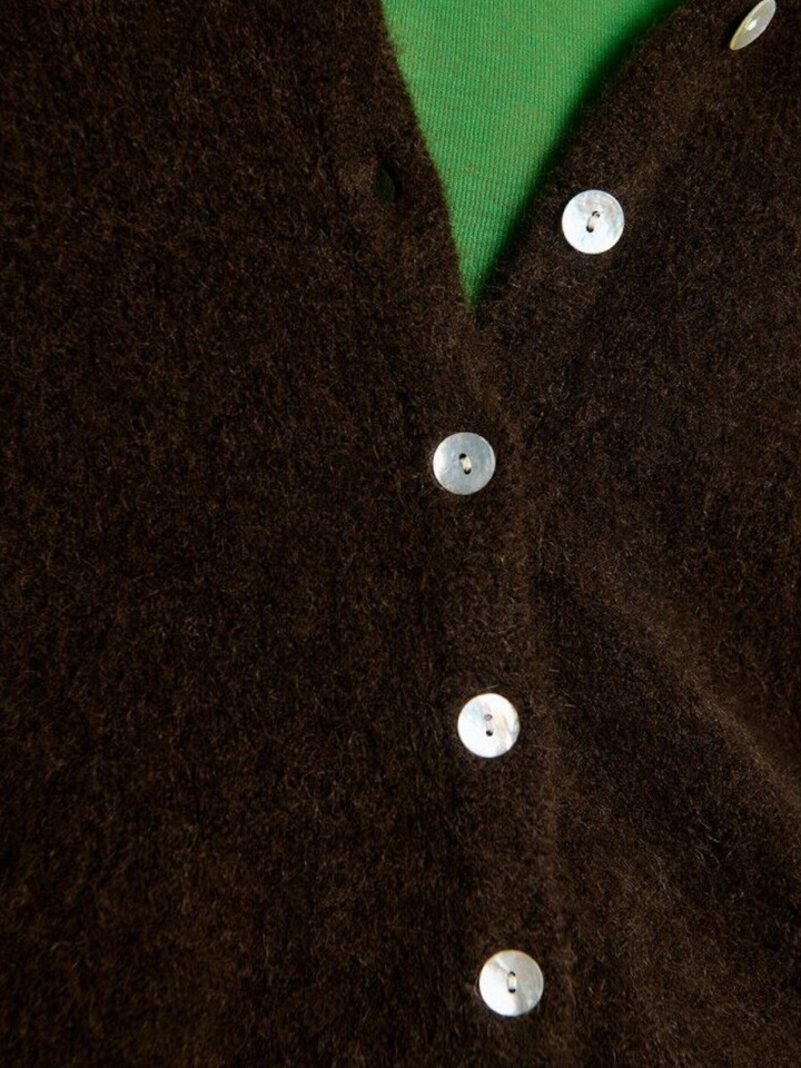 Donkerbruine korte cardigan American Vintage 