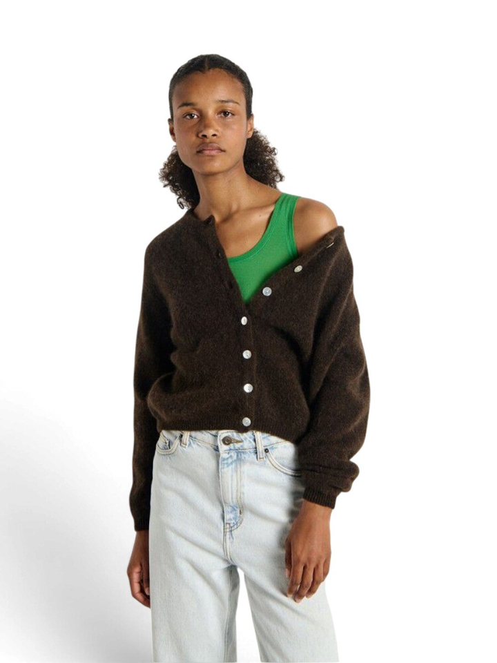 Donkerbruine korte cardigan American Vintage 