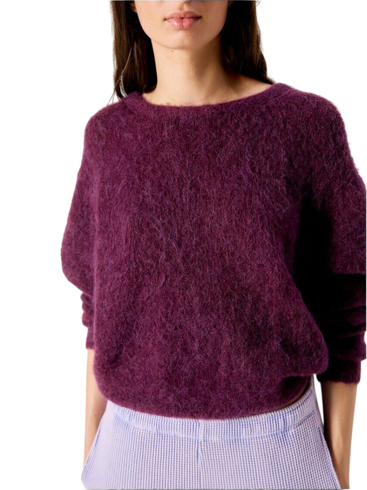 Bordeaux gebreide pull met ronde hals American Vintage