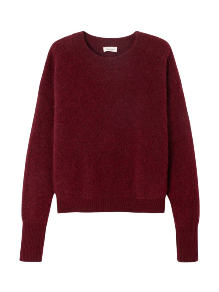 Bordeaux gebreide pull met ronde hals Vito American Vintage
