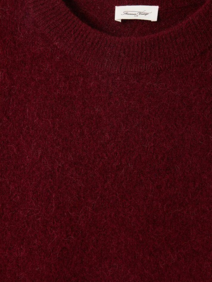 Bordeaux gebreide pull met ronde hals Vito American Vintage