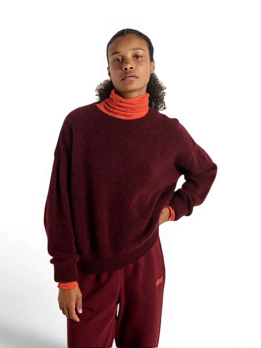 Bordeaux gebreide pull met ronde hals Vito American Vintage