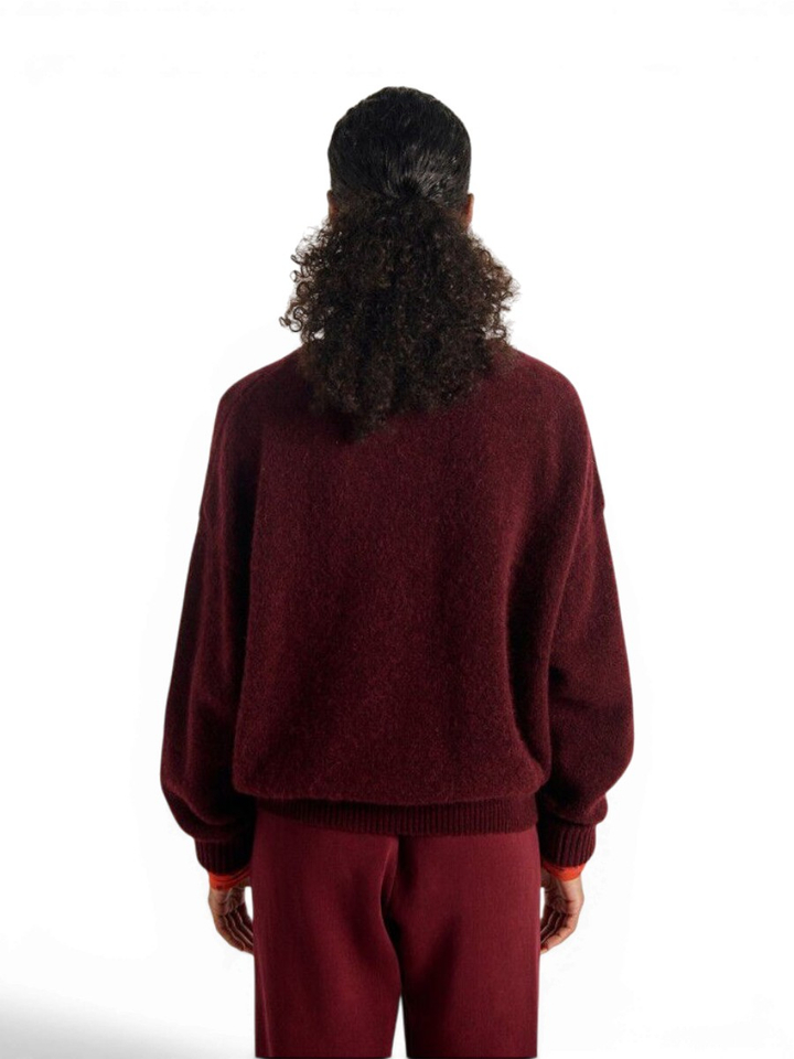 Bordeaux gebreide pull met ronde hals Vito American Vintage