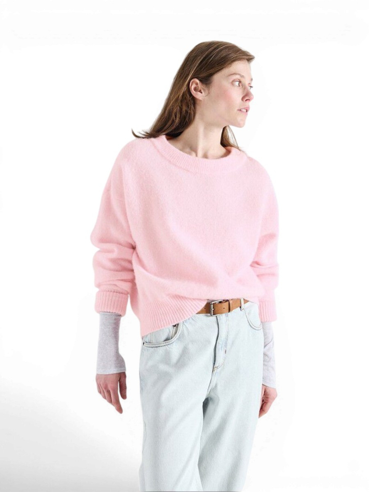 Roze gebreide trui met ronde hals Vito American Vintage 