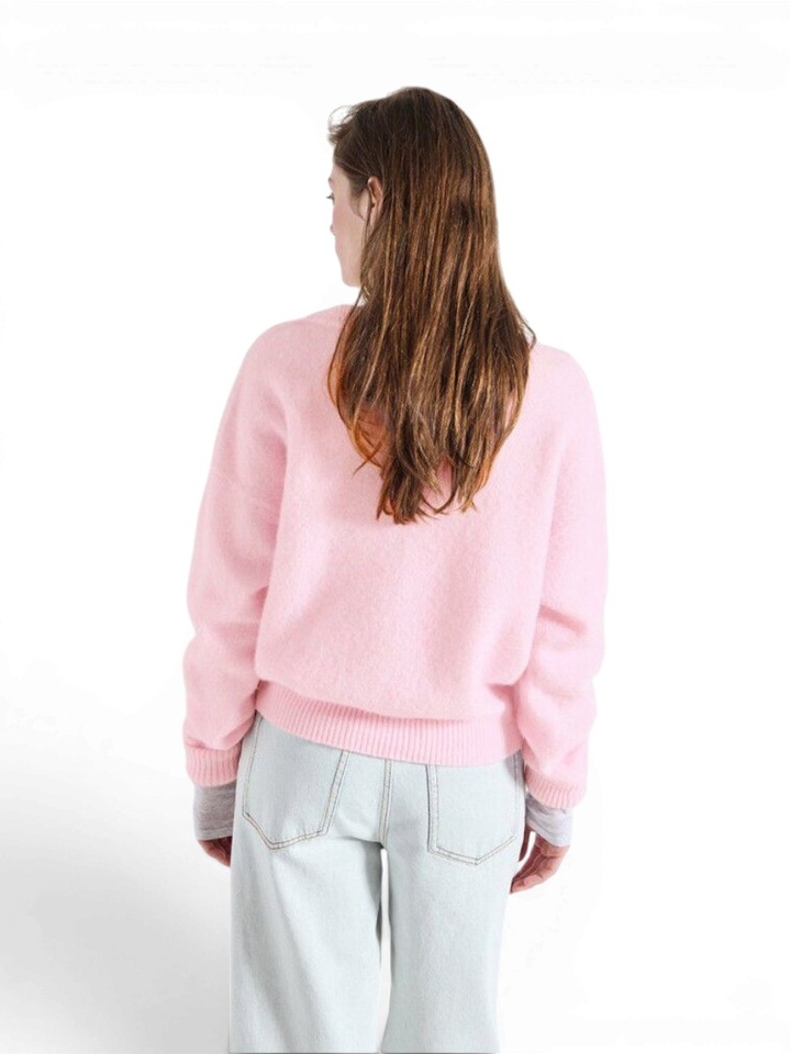 Roze gebreide trui met ronde hals Vito American Vintage 