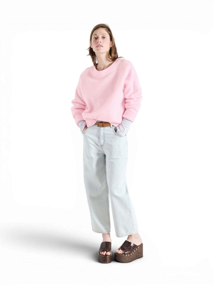 Roze gebreide trui met ronde hals Vito American Vintage 