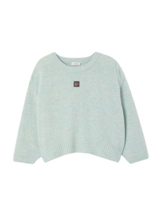 Lichtblauwe gebreide pull met ronde hals American Vintage