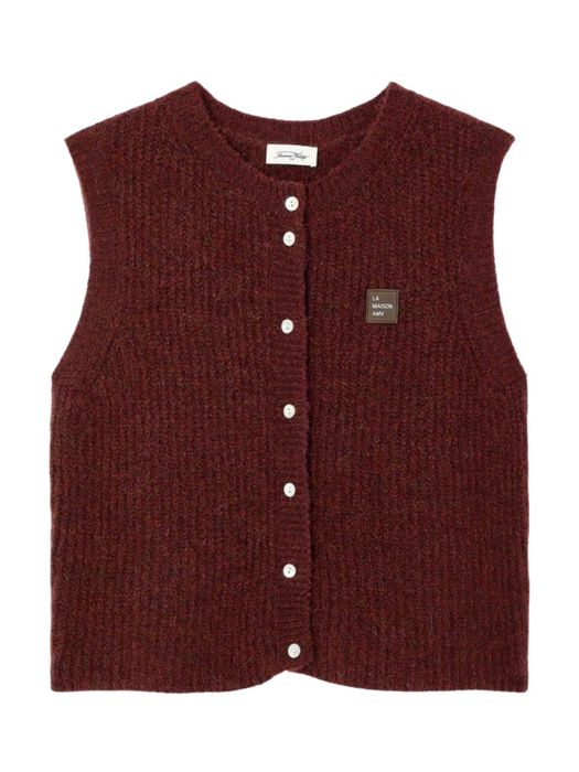 Bordeauxkleurige cardigan zonder mouwen American Vintage