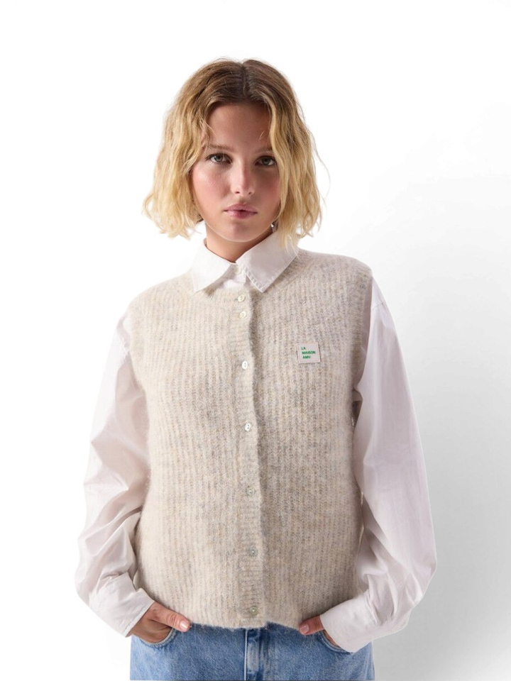 Beige gebreide cardigan met knopen American Vintage 
