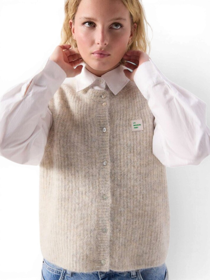 Beige gebreide cardigan met knopen American Vintage 