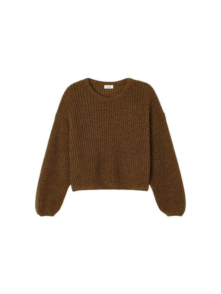 Mokkakleurige pull met ronde hals American Vintage
