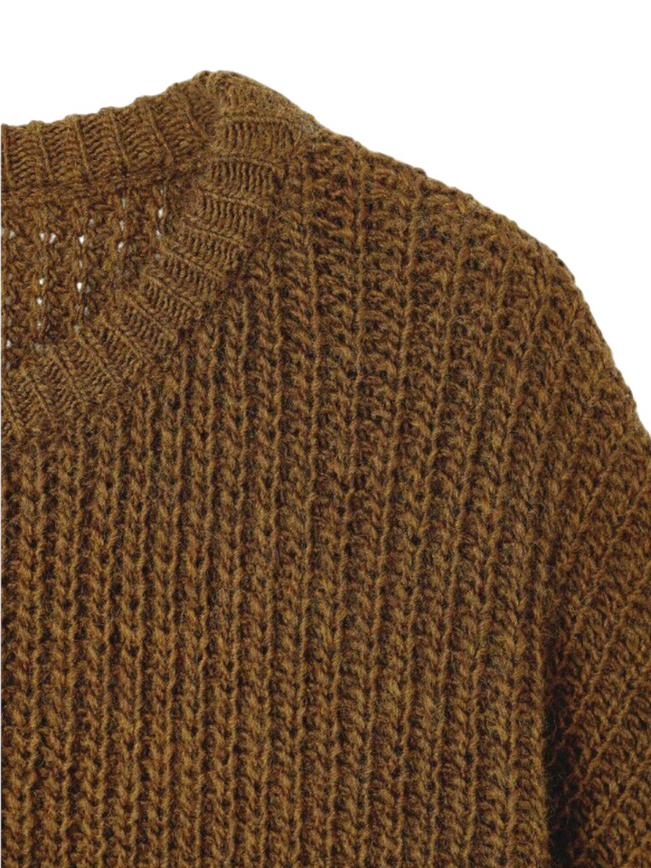 Mokkakleurige pull met ronde hals American Vintage