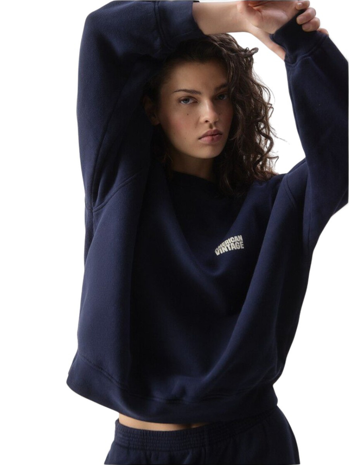 Donkerblauwe sweater met ronde hals American Vintage