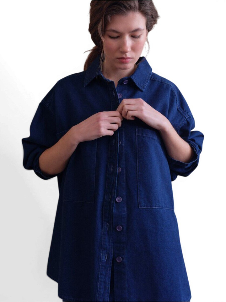 Blauw oversized jeanshemd American Vintage 