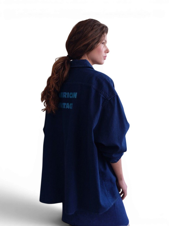 Blauw oversized jeanshemd American Vintage 