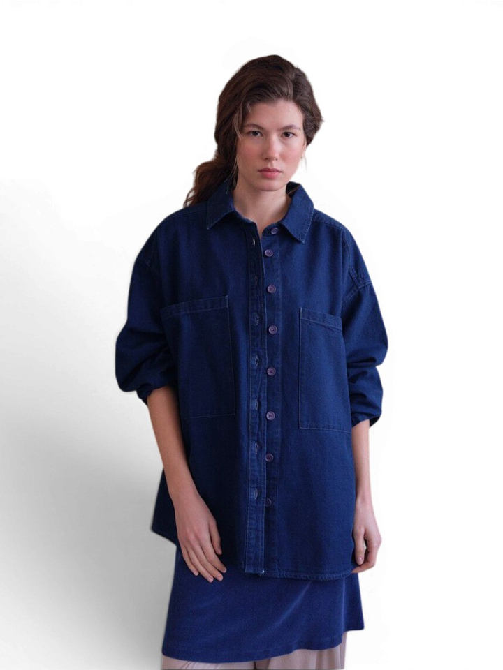 Blauw oversized jeanshemd American Vintage 