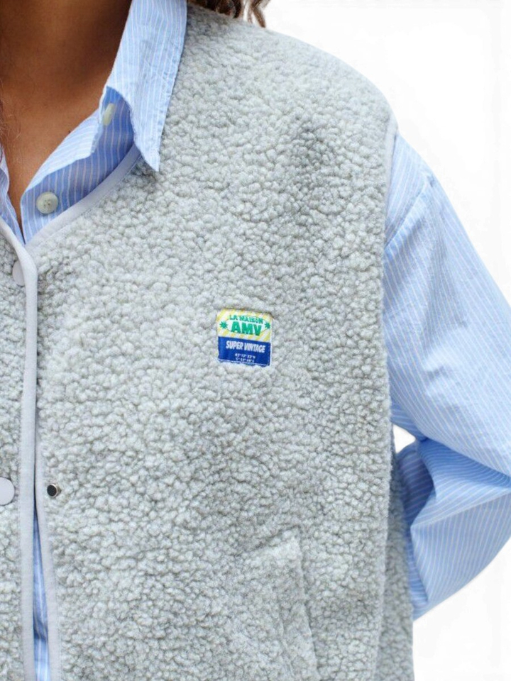 Lichtgrijze fluffy bodywarmer American Vintage 