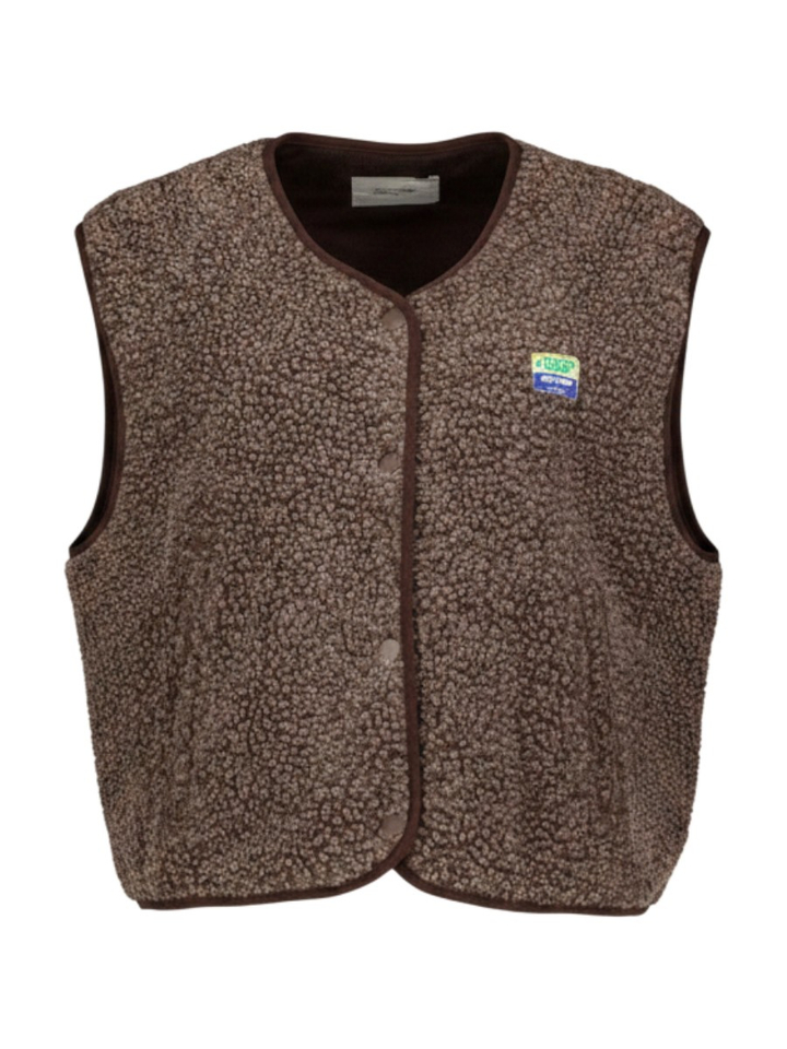 Bruine ruime, korte jas met korte mouwen American Vintage