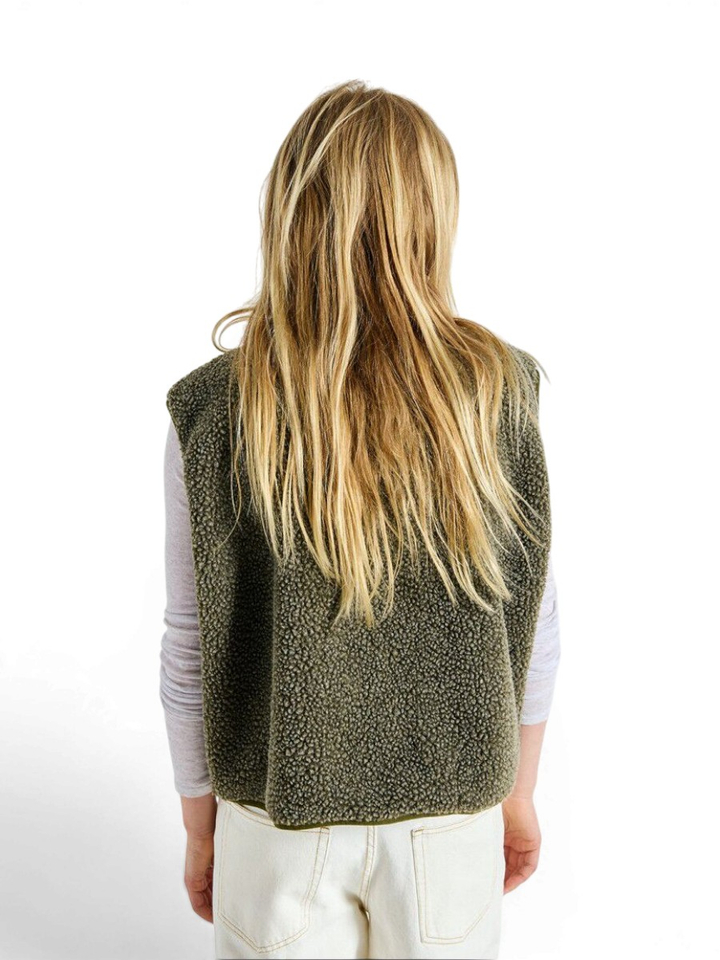 Kaki fluffy bodywarmer American Vintage 