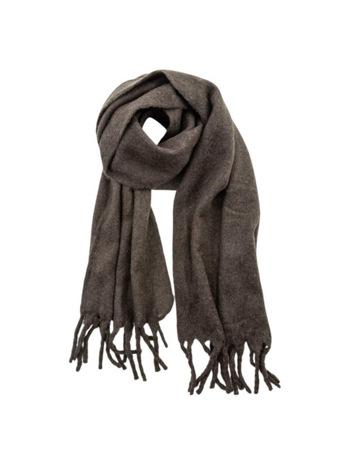 Donkerbruine sjaal met ruffle detail American Vintage
