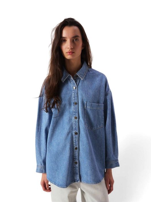 Blauwe jeansbloes in oversized fit Joy American Vintage