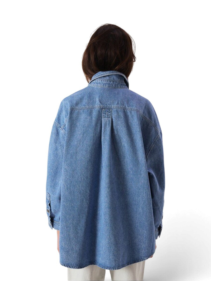 Blauwe jeansbloes in oversized fit Joy American Vintage 
