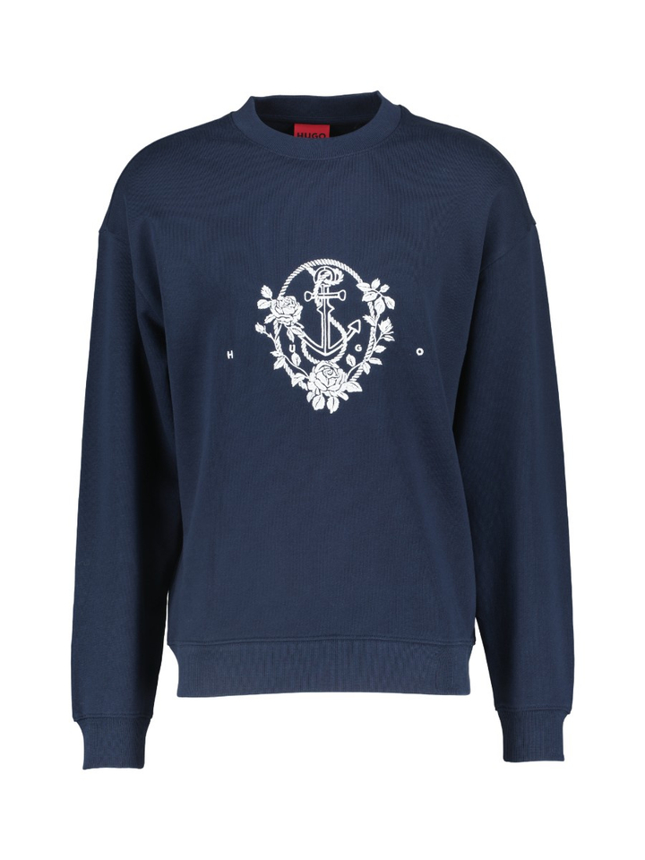 Donkerblauwe trui met opdruk Hugo Boss