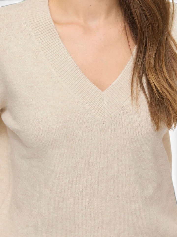 Beige trui met V-hals Viliga Vila 