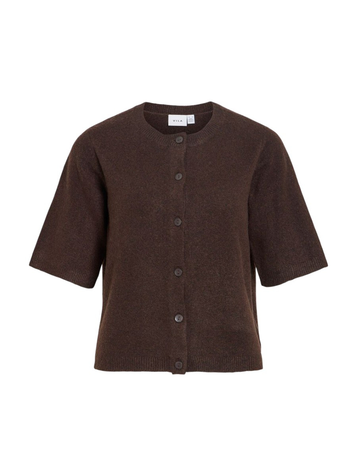 Donkerbruine cardigan met knopen Viliga Vila 