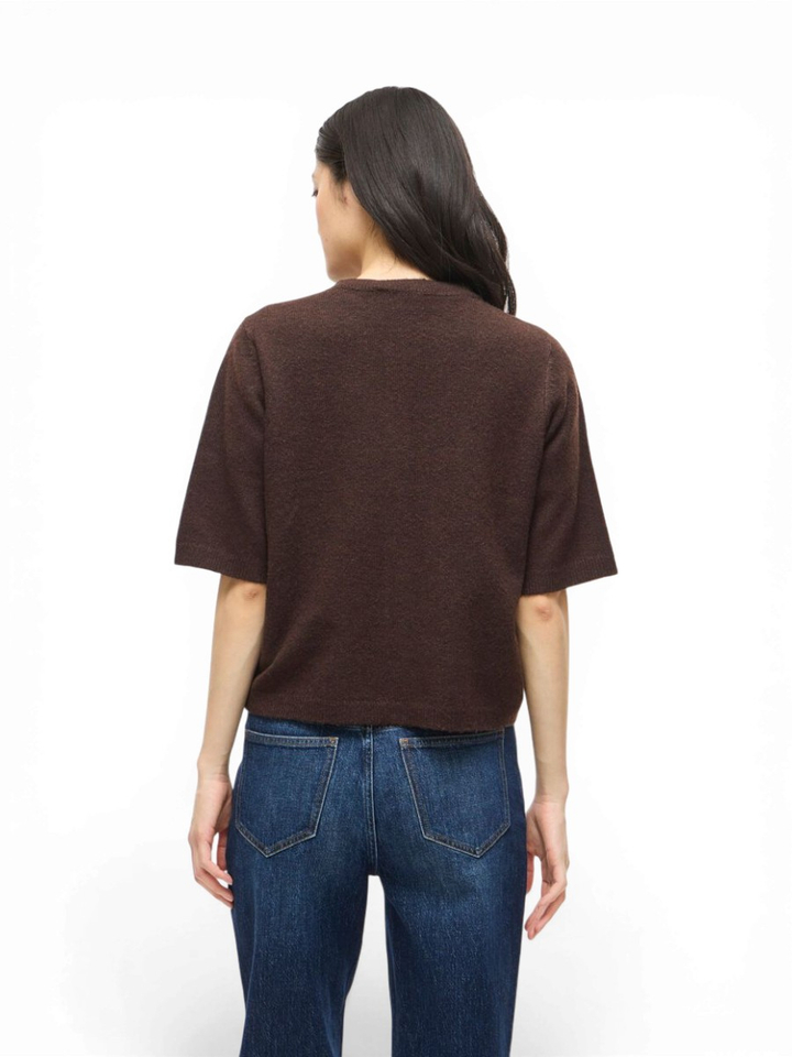Donkerbruine cardigan met knopen Viliga Vila 