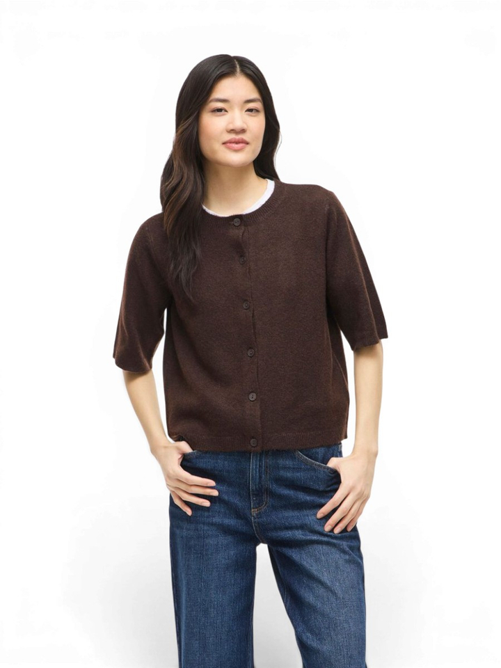 Donkerbruine cardigan met knopen Viliga Vila 