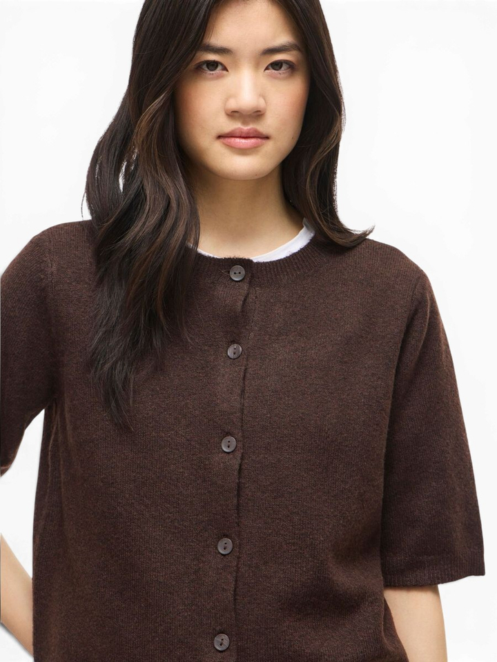 Donkerbruine cardigan met knopen Viliga Vila 