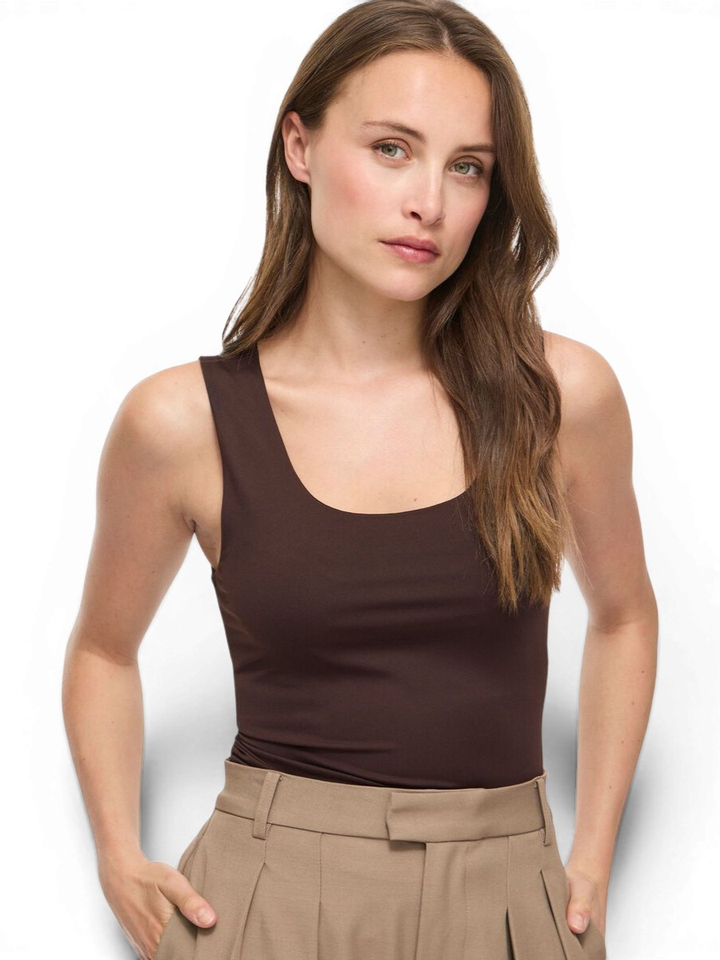 Donkerbruine top in stretch Vikenza Vila
