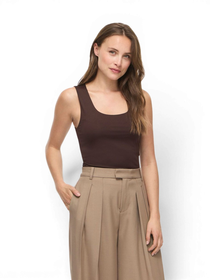 Donkerbruine top in stretch Vikenza Vila
