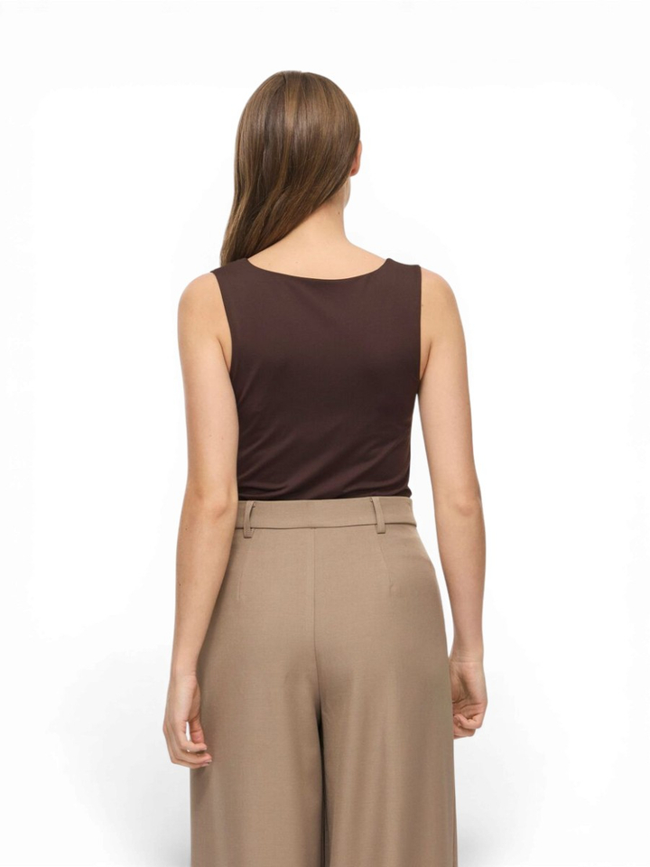 Donkerbruine top in stretch Vikenza Vila