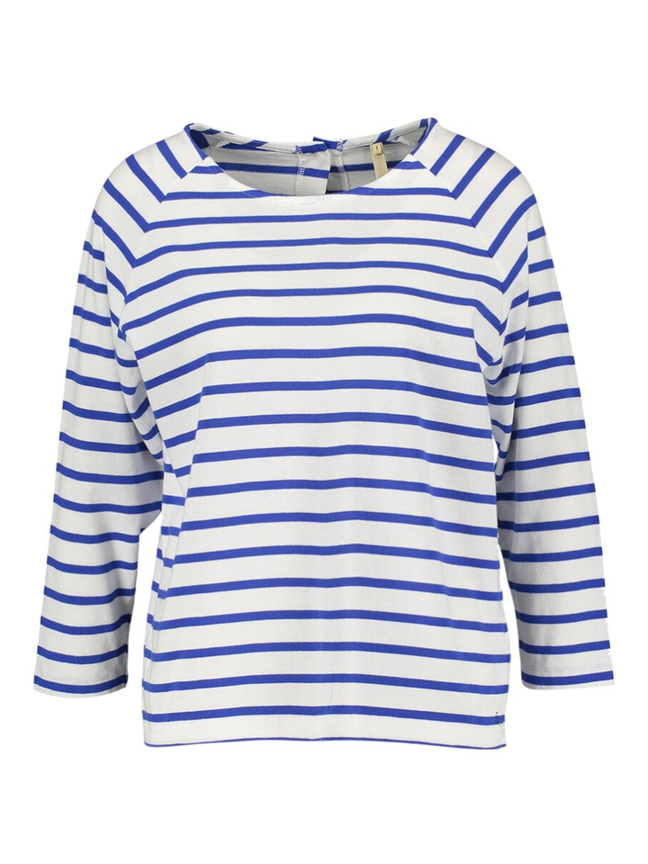 Wit en blauw gestreepte t-shirt met lange mouwen Maow Bellerose