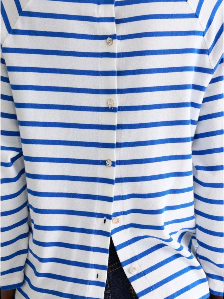 Wit en blauw gestreepte t-shirt met lange mouwen Maow Bellerose