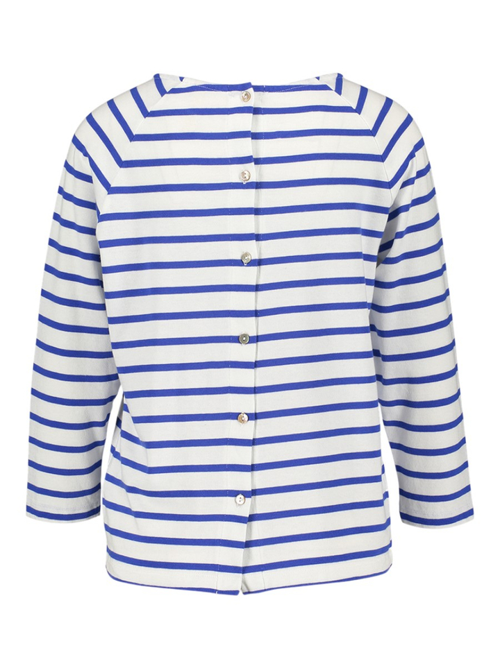 Wit en blauw gestreepte t-shirt met lange mouwen Maow Bellerose