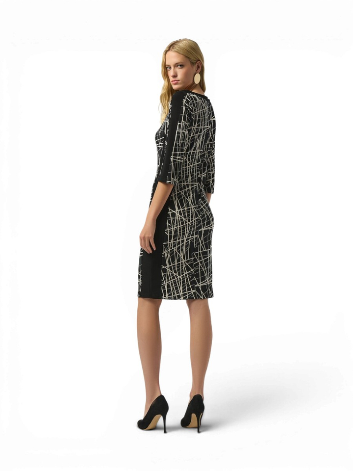 Zwarte jurk met witte print Joseph Ribkoff 