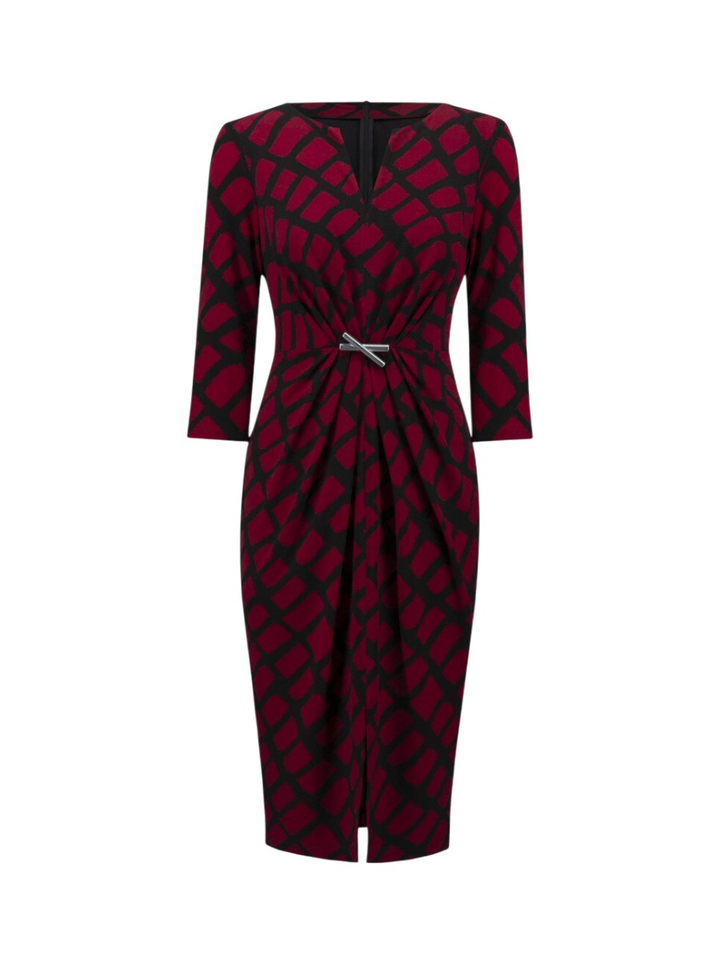 Bordeaux jurk met zwarte print Joseph Ribkoff 