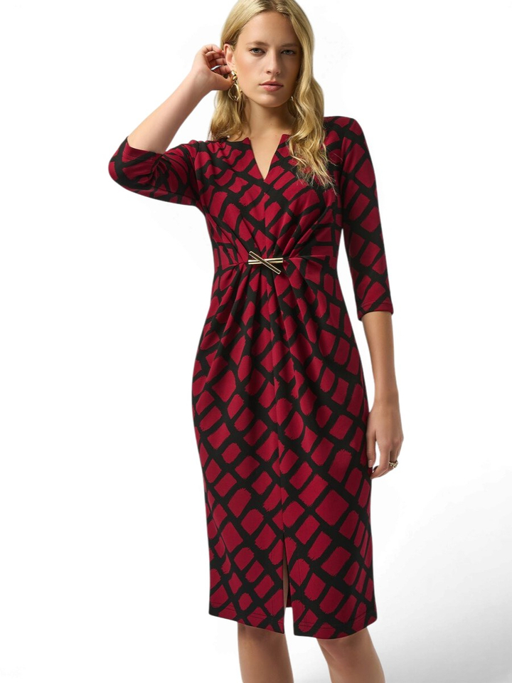 Bordeaux jurk met zwarte print Joseph Ribkoff 